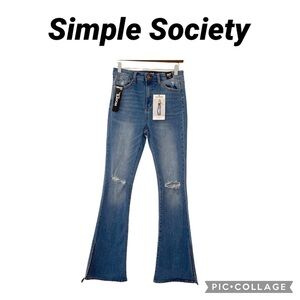 Simply Society Flare super high rise split hem jeans